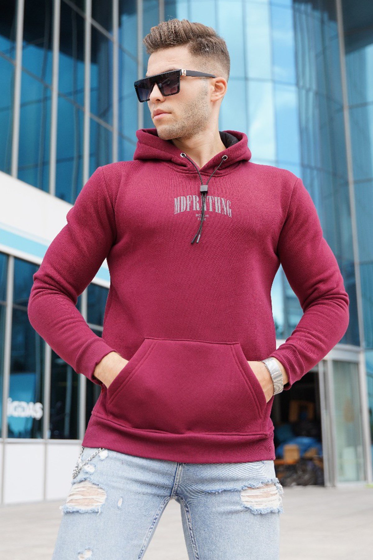 Madmext Bordo Kapüşonlu Sweatshirt 5331