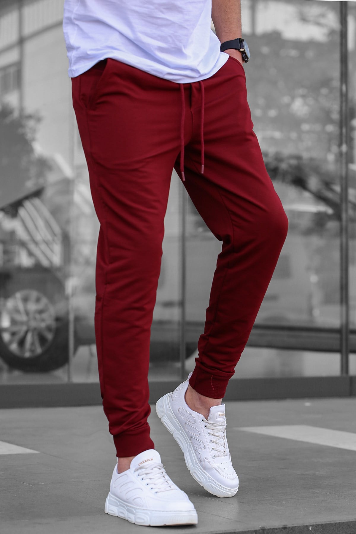 Madmext Bordo Paçası Lastikli Erkek Eşofman 4821