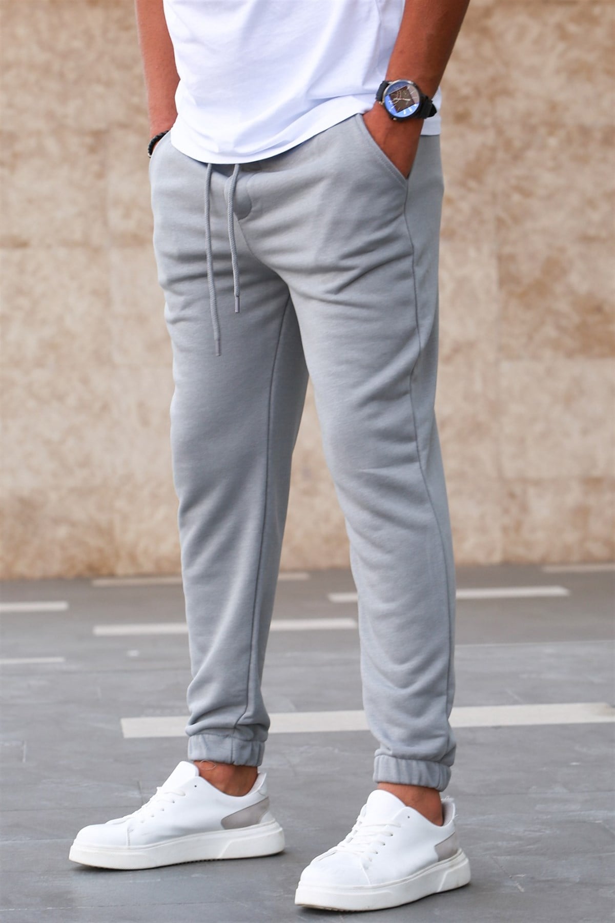 Madmext Boyalı Gri Basic Eşofman 5424