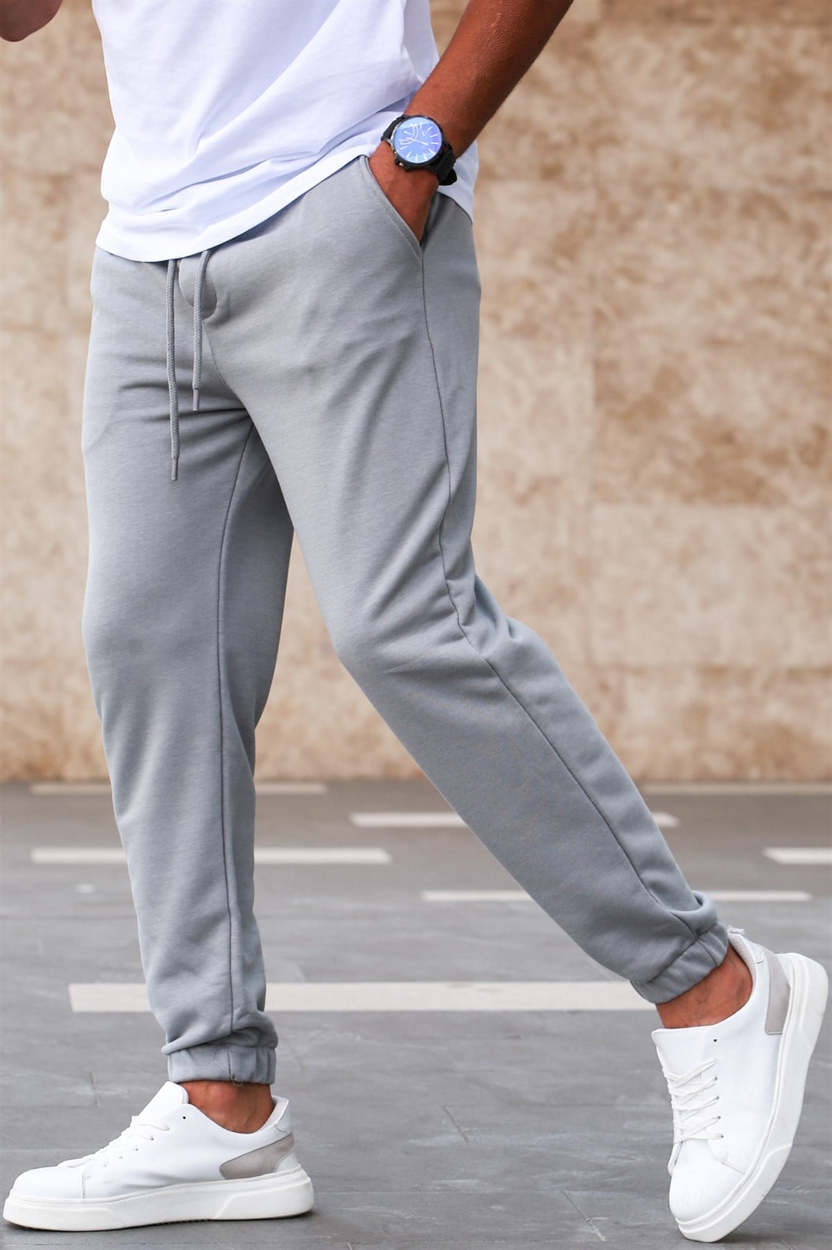 Madmext Boyalı Gri Basic Eşofman 5424