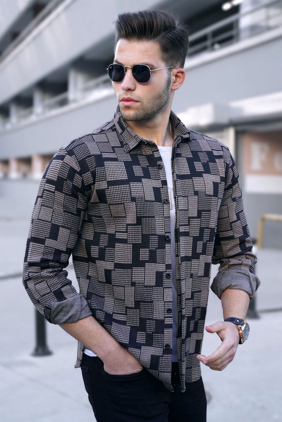 Madmext Camel Basic Erkek Gömlek 5523
