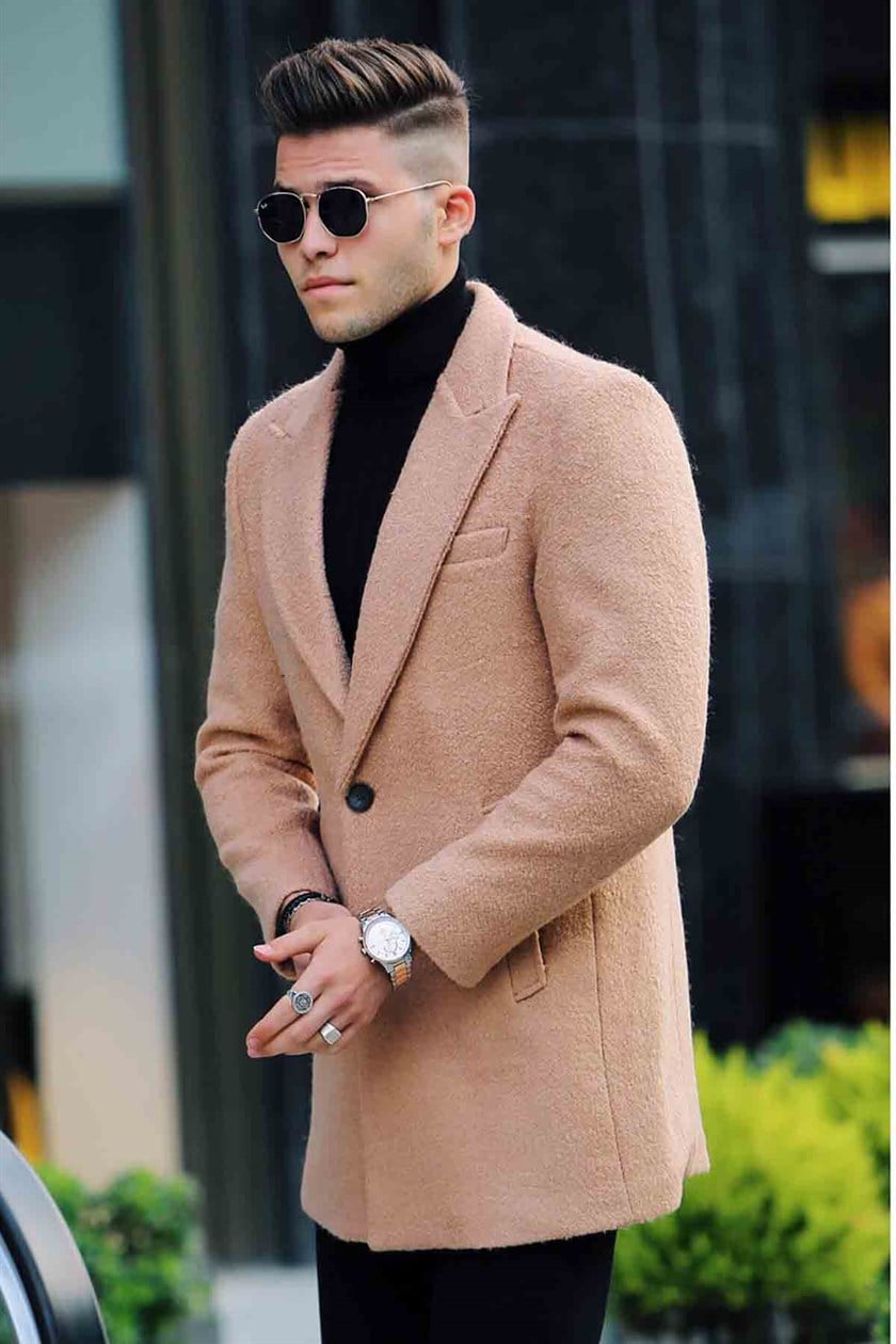 Madmext Camel Kaşe Kaban M-50