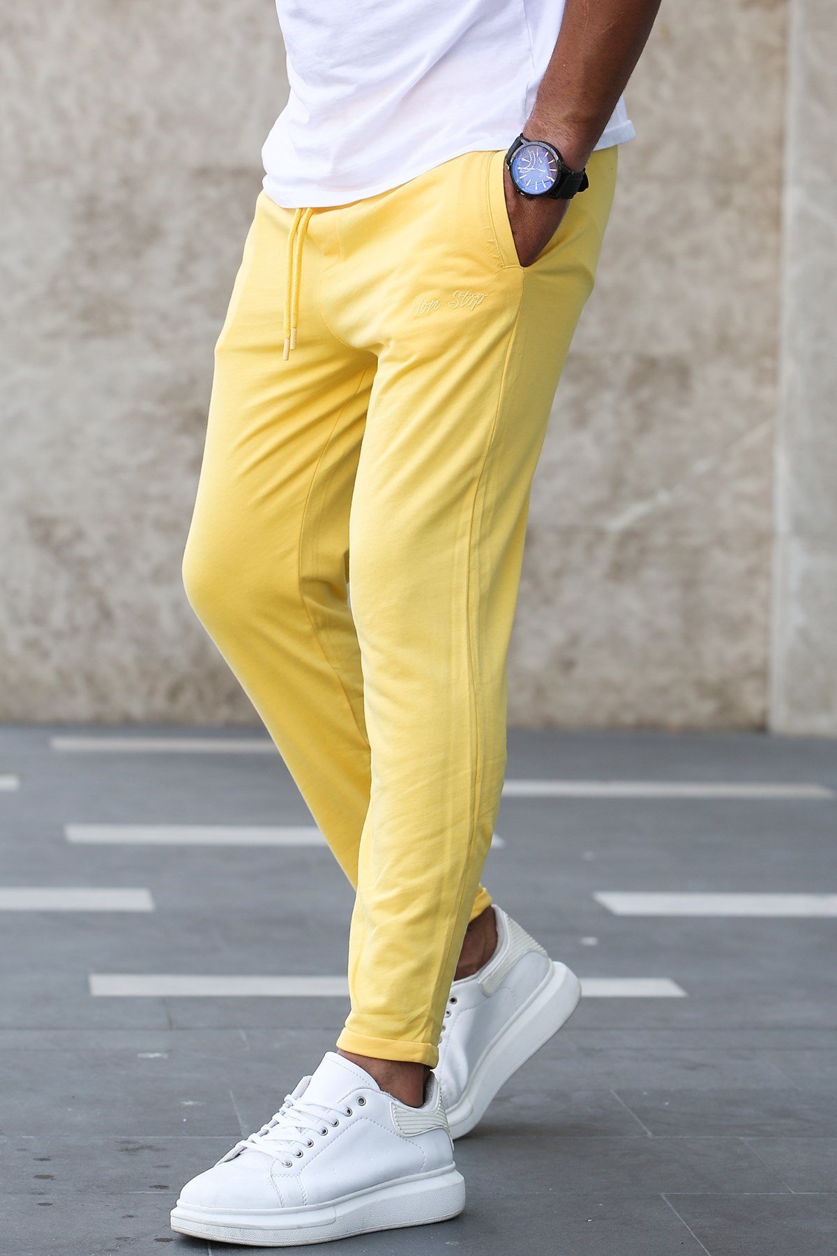 Madmext Düz Basic Sarı Eşofman 2925