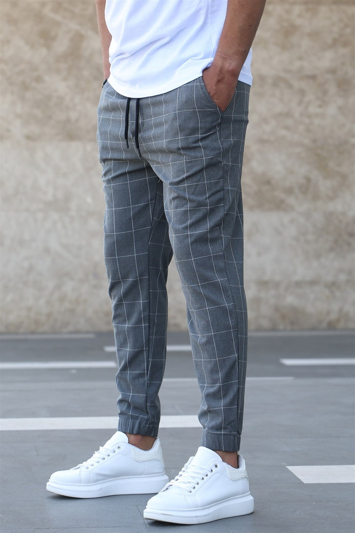 Madmext Ekoseli Antrasit Jogger Mad4081