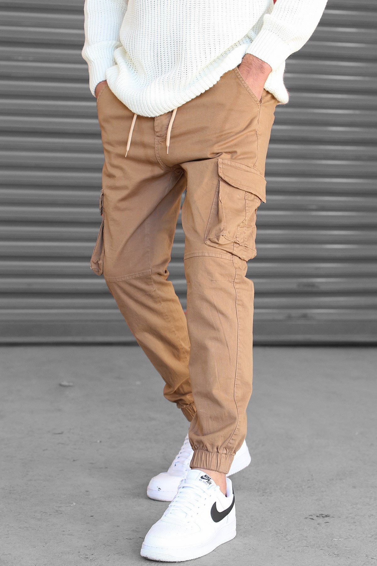 Madmext Erkek Camel Slim Fit Kargo Cep Pantolon 5695