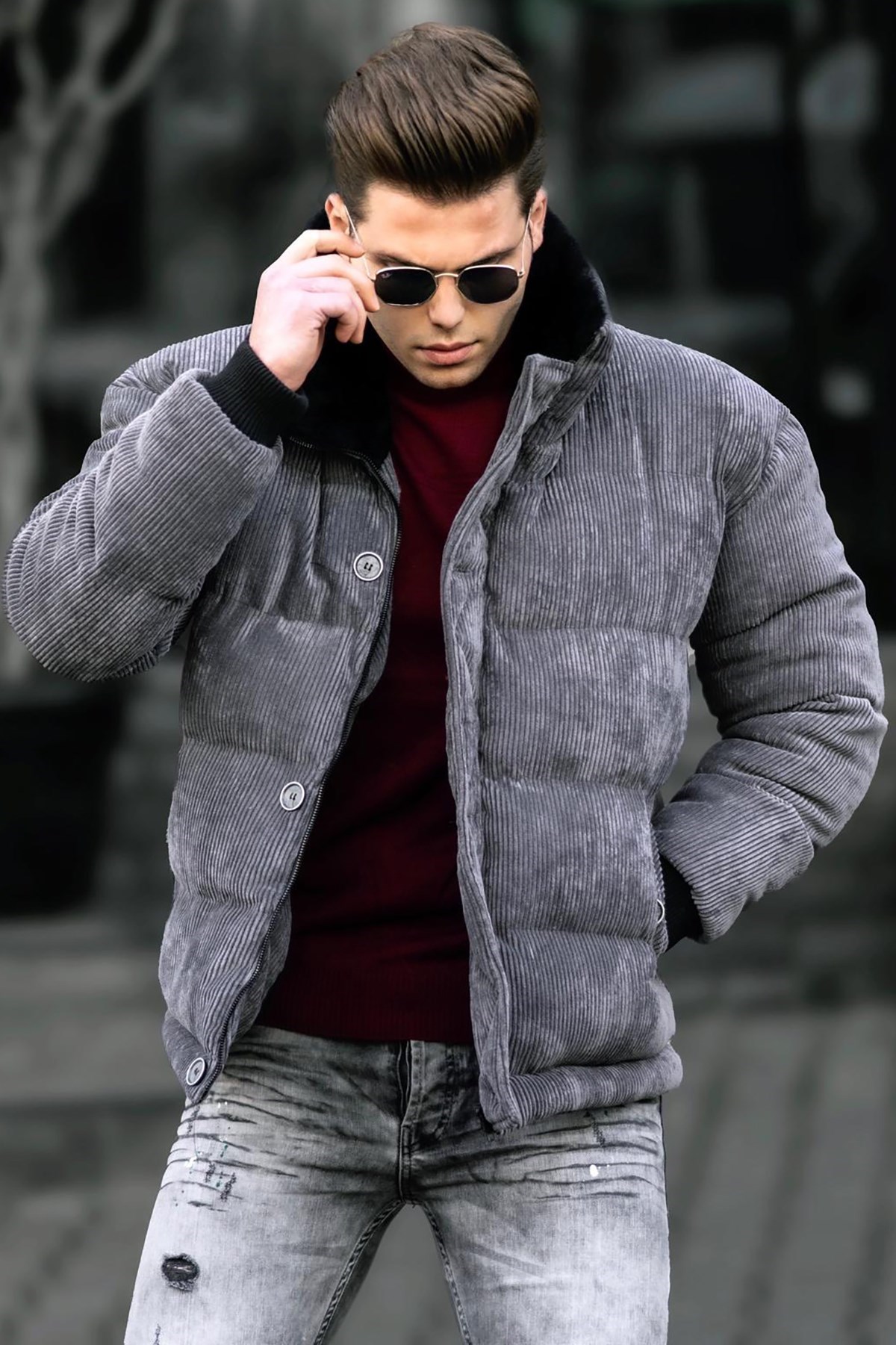 Madmext Füme Kadife Şişme Mont 9607