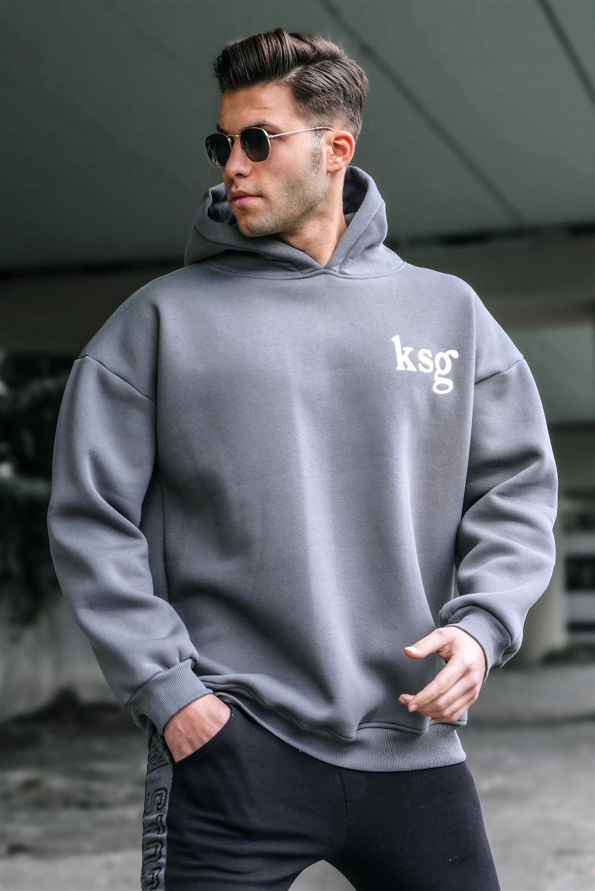 Madmext Füme  Oversize Erkek Sweatshirt 5337
