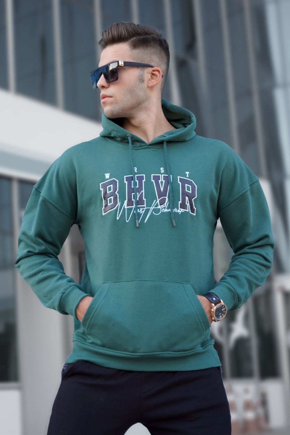 Madmext Koyu Yeşil Erkek Sweatshirt 5326