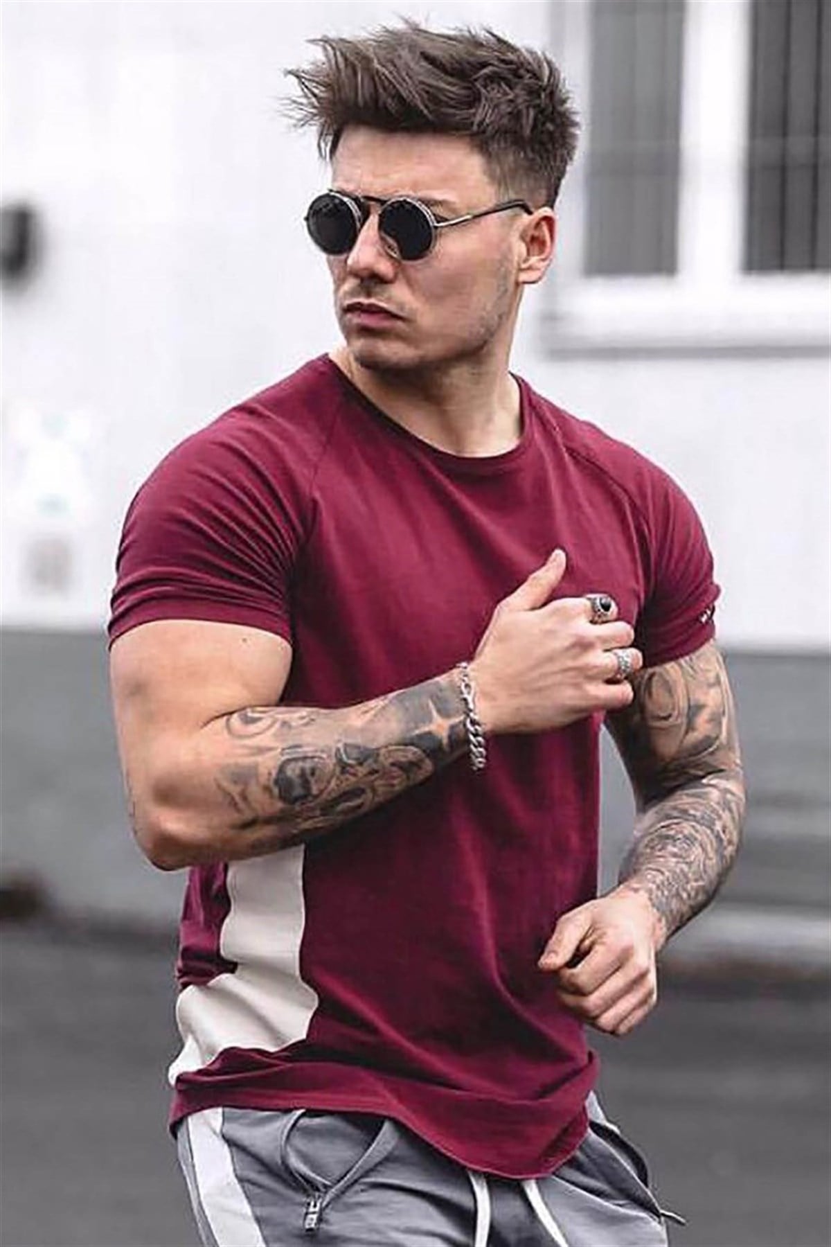 Madmext Red T-shirt for Men 4102