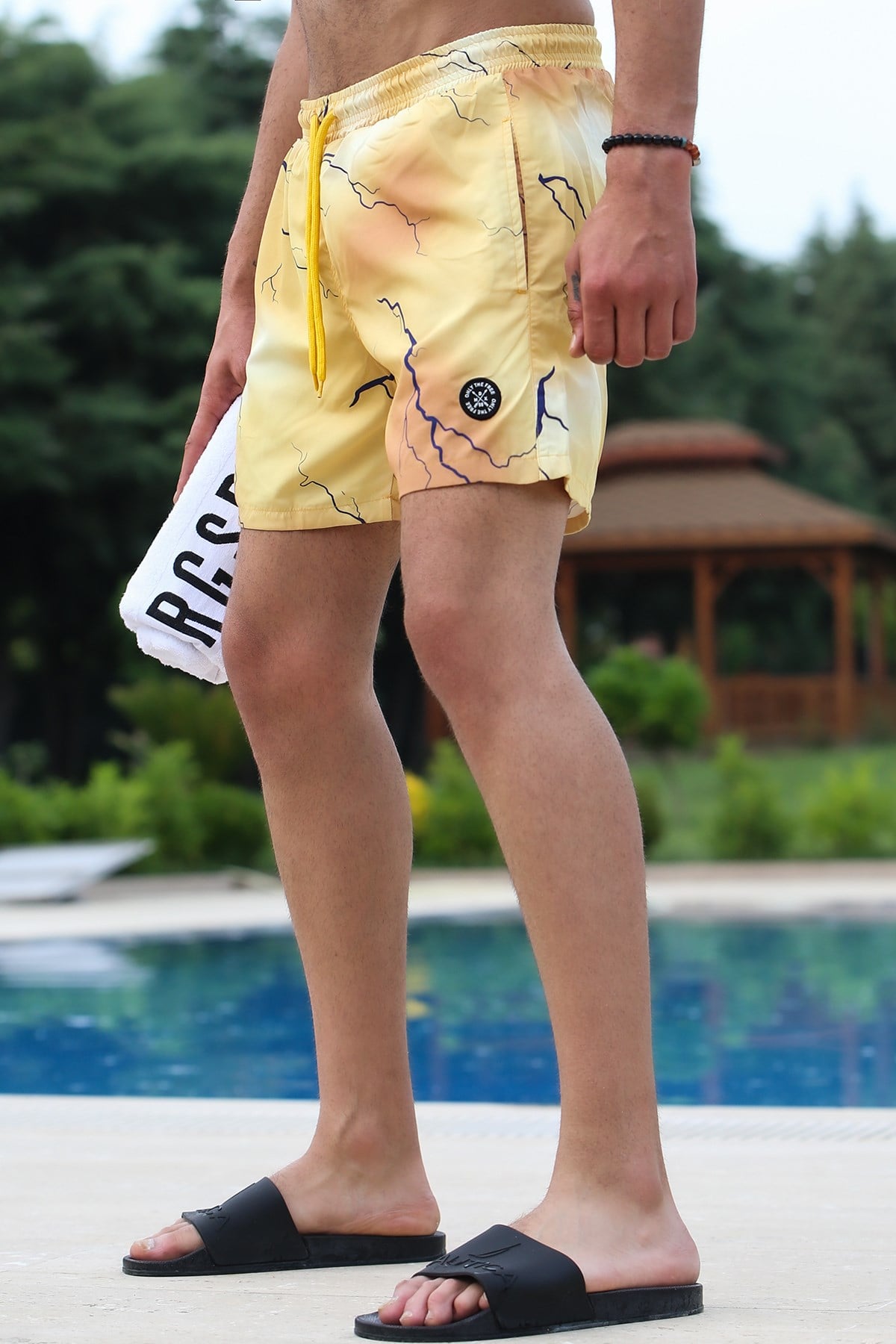 Madmext Men Yellow Swim Shorts 5093