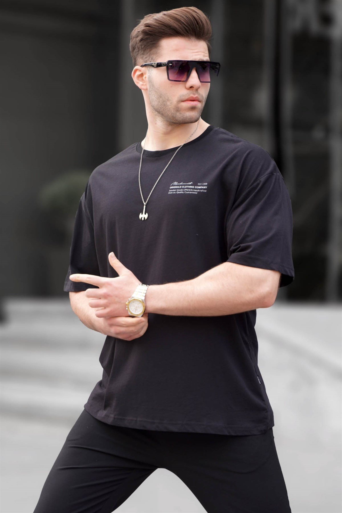 Madmext Siyah Erkek Tişört