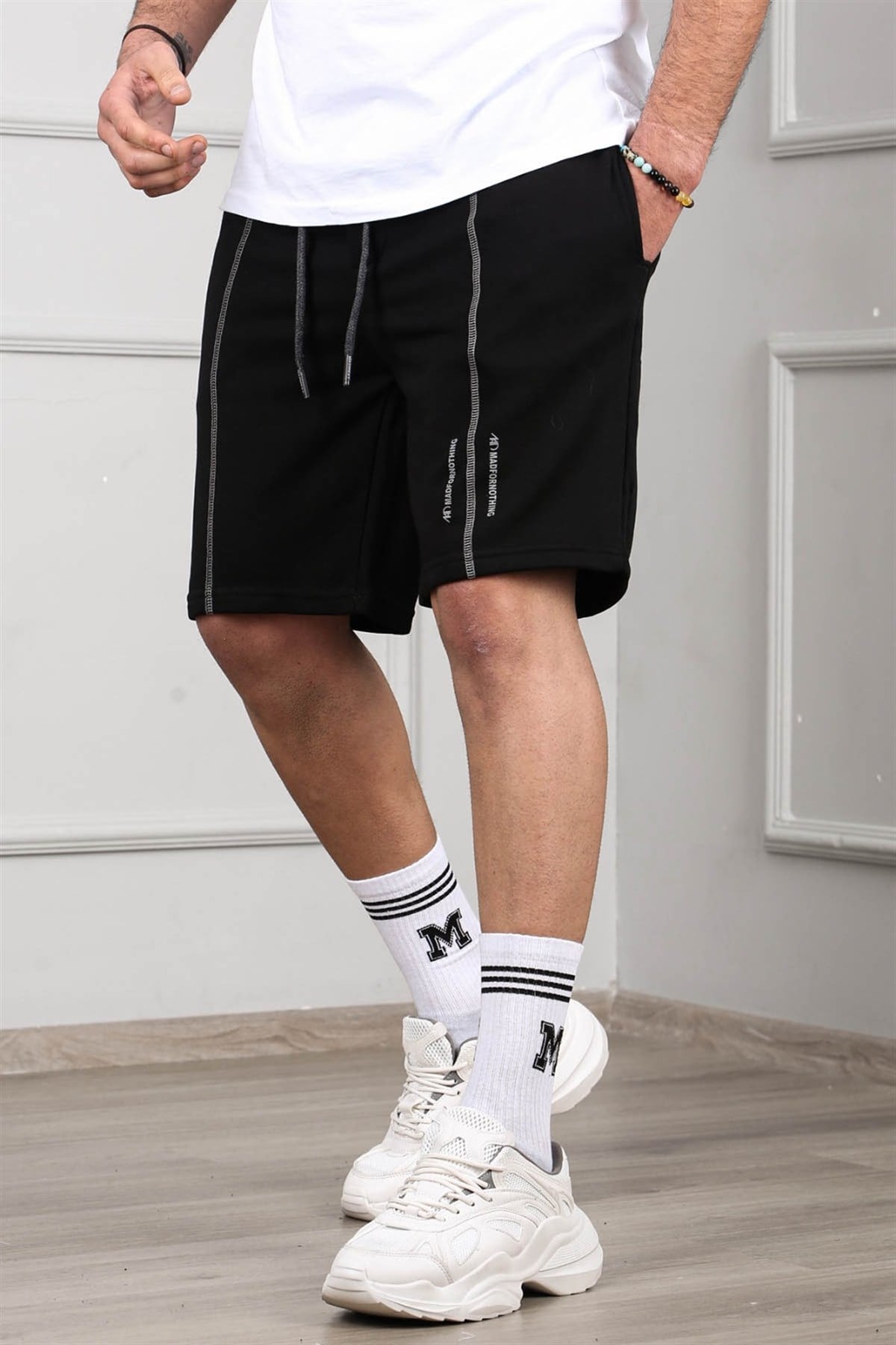 Madmext Black Capri Shorts 4849