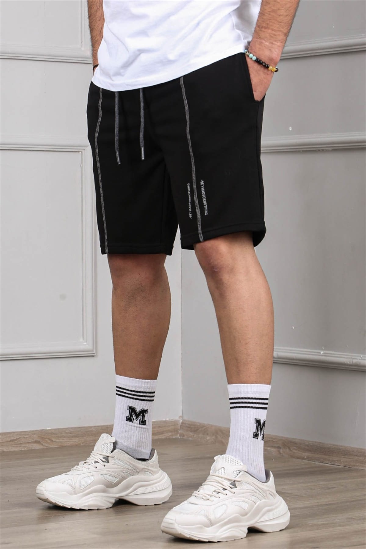 Madmext Black Capri Shorts 4849