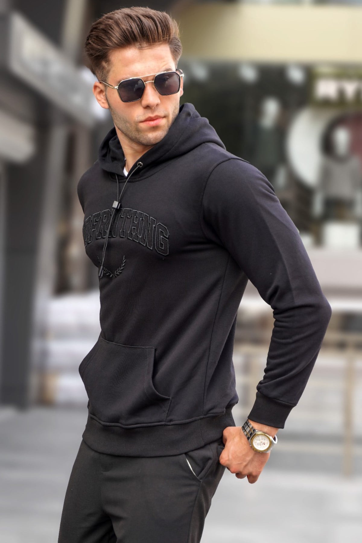 Madmext  Siyah Kapüşonlu Sweatshirt 5289