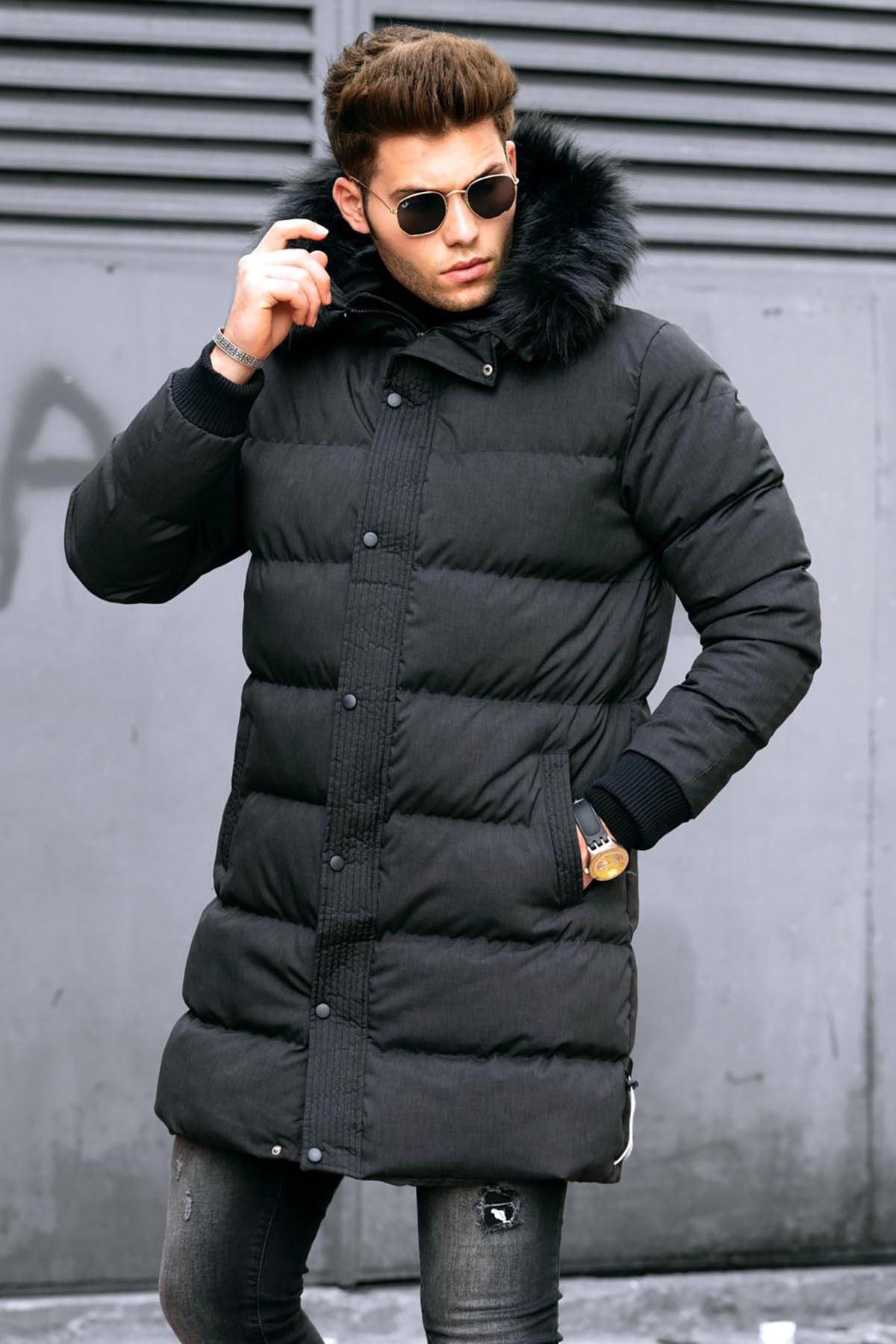 Madmext Siyah Şişme Mont 9448