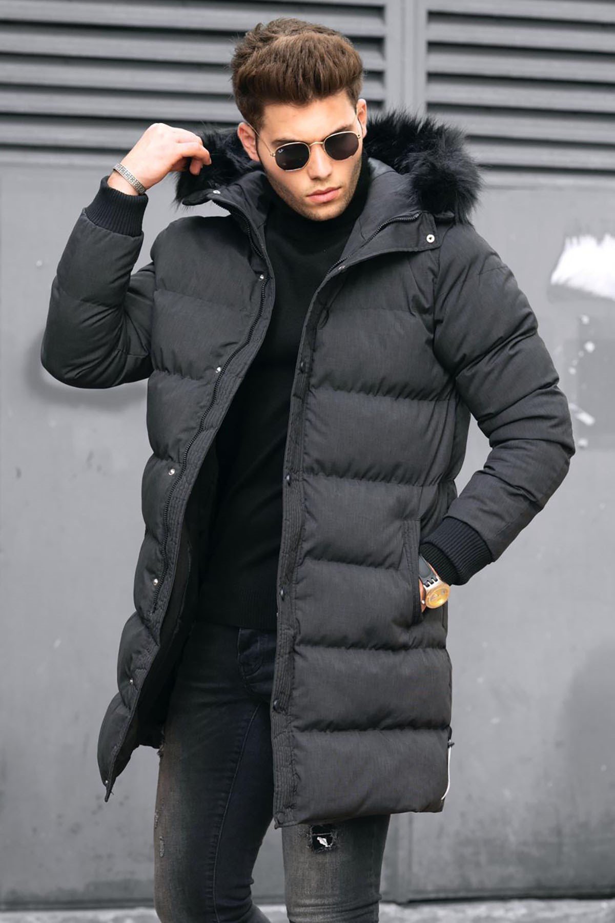 Madmext Siyah Şişme Mont 9448