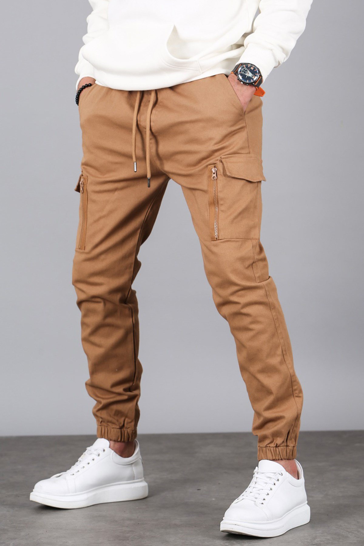 Madmext Taba Kargo Cep Jogger Pantolon M5652