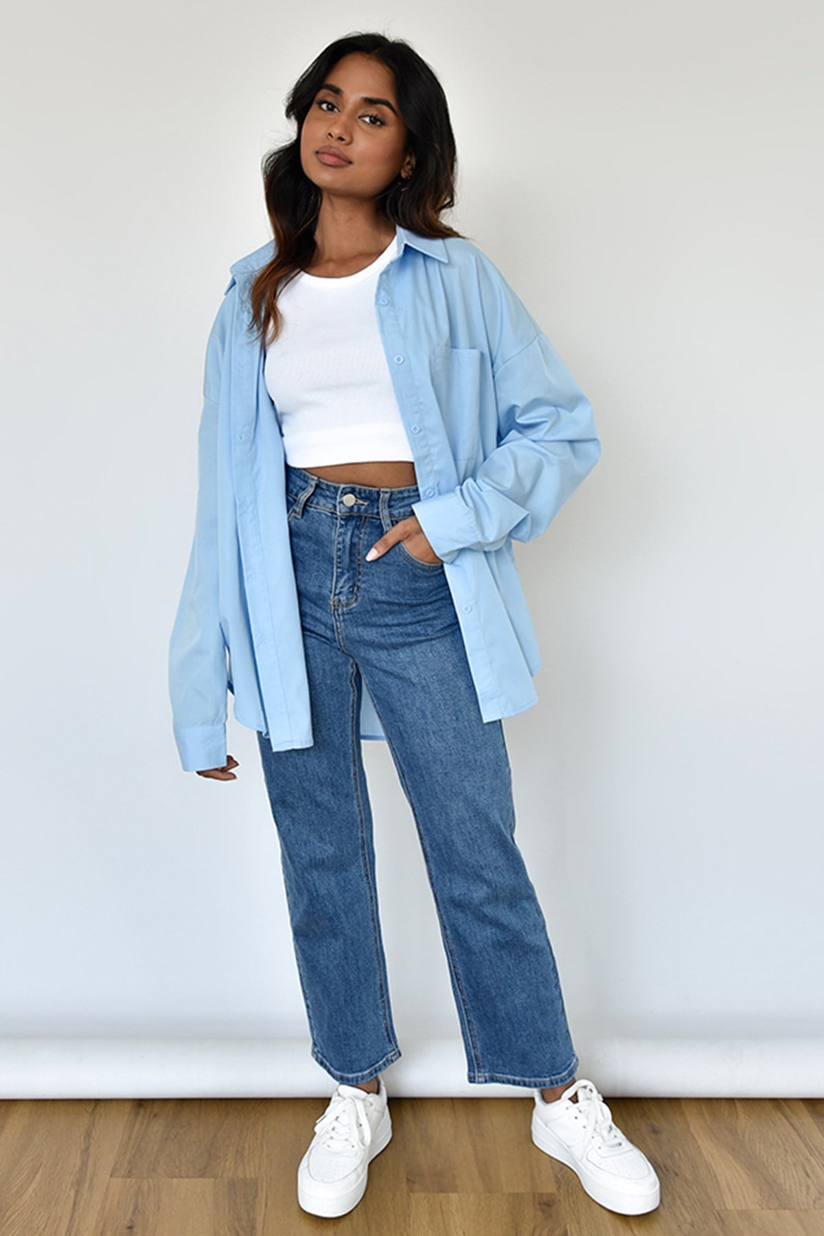 Mavi Oversize Basic Cepli Gömlek MG1528