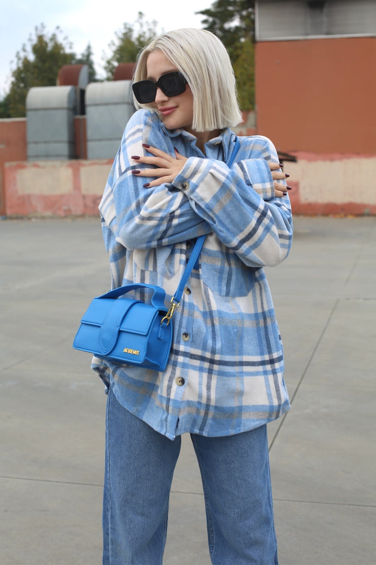 Mavi Oversize Kadın Oduncu Gömlek MG1589