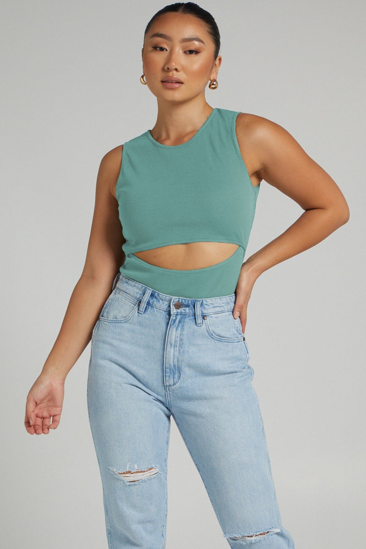Mad Girls Mint Green Plain Bodysuit MG1448