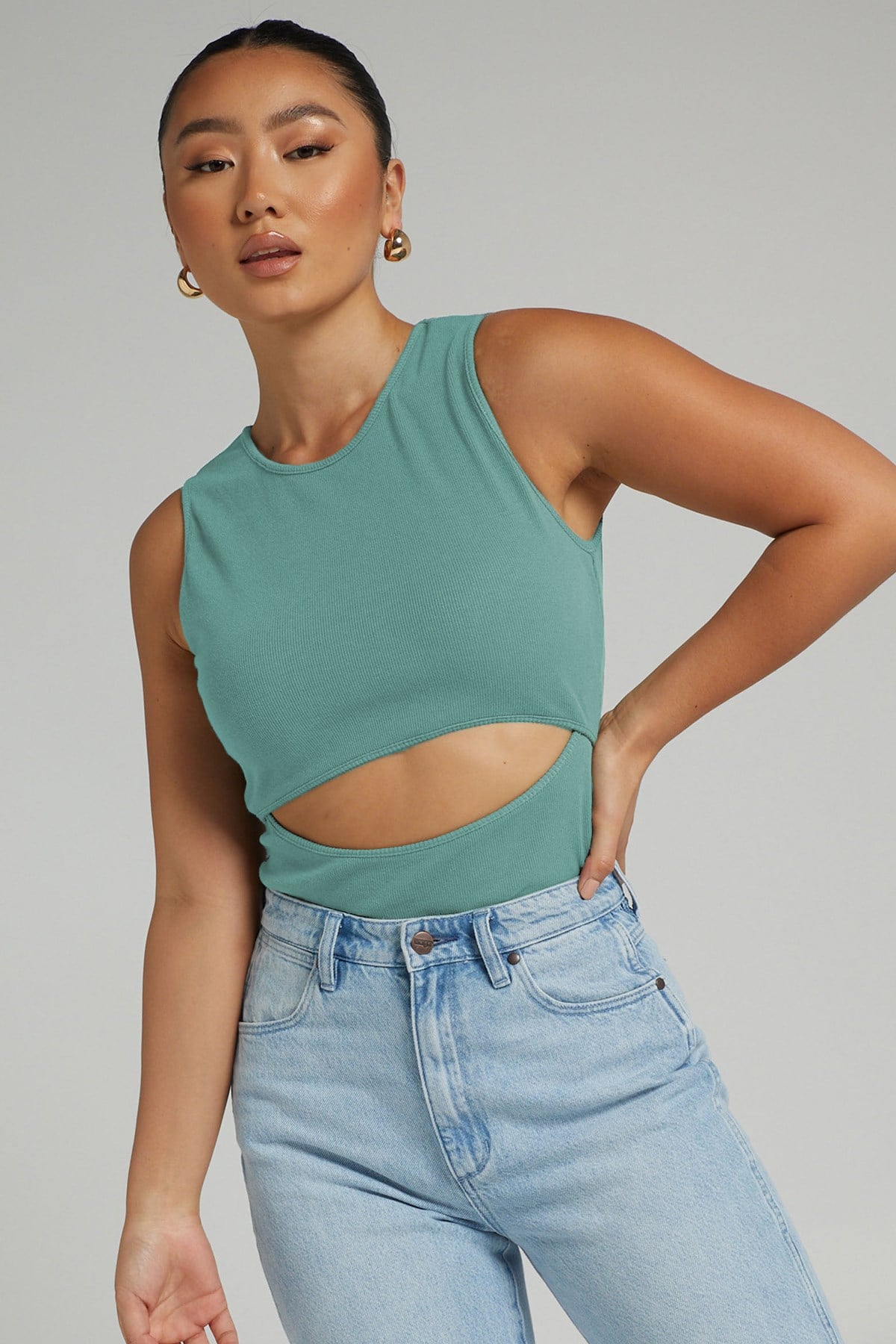 Mad Girls Mint Green Plain Bodysuit MG1448