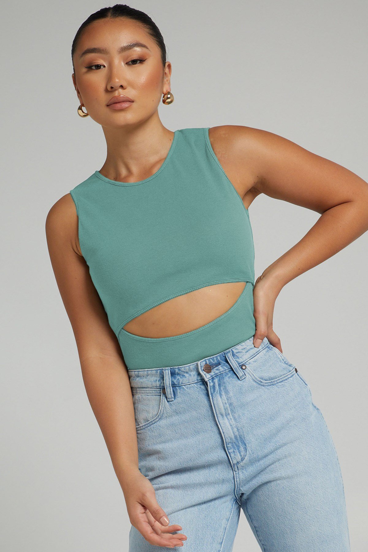Mad Girls Mint Green Plain Bodysuit MG1448