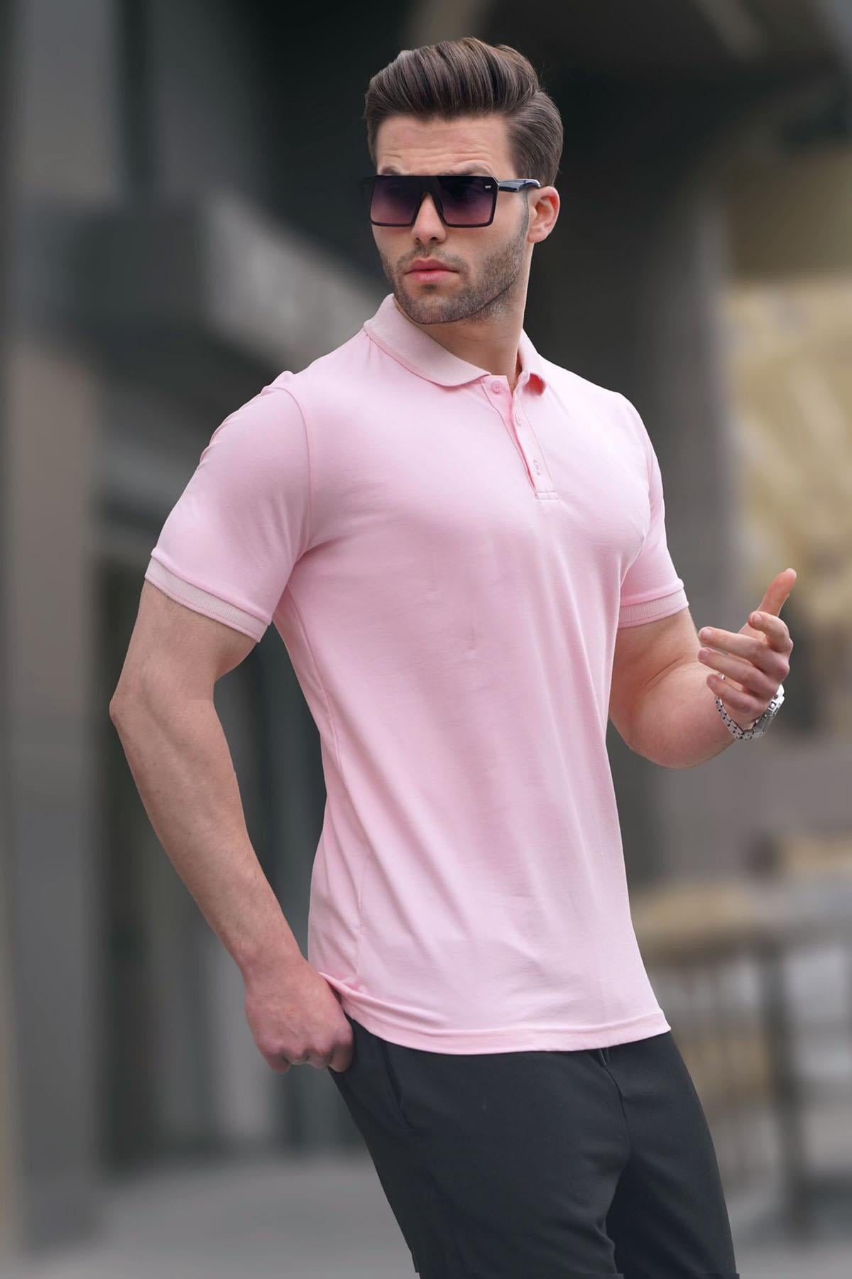Pembe Regular Fit Erkek Polo Yaka Tişört 6105