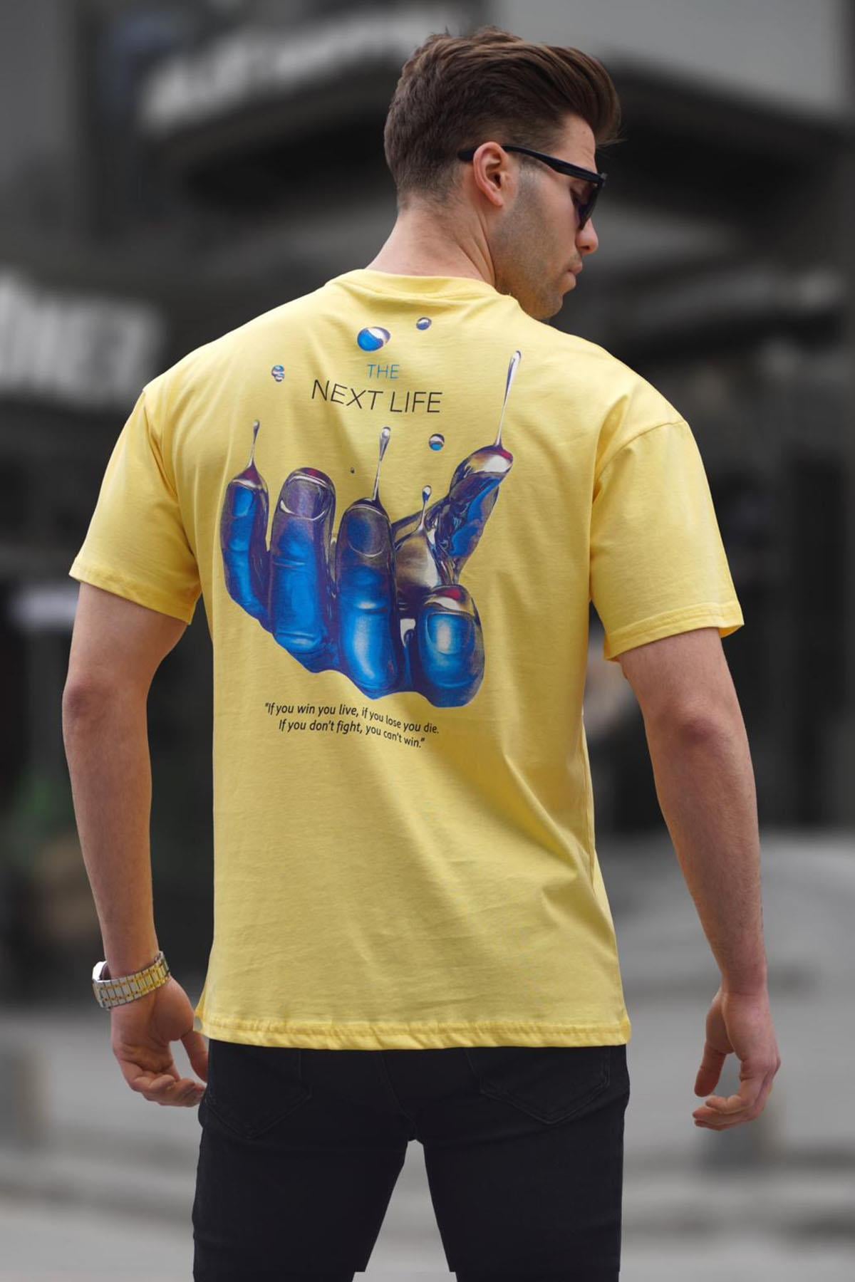 Sarı Sırt Baskılı Regular fit Erkek Tişört 6121