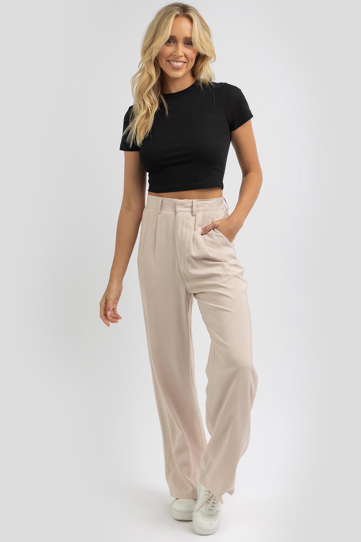 Siyah Basic Crop Kadın Tişört MG1772