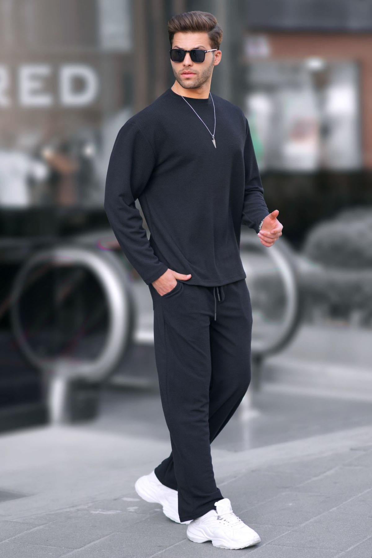 Siyah Basic Regular Fit Erkek Eşofman Takımı 5927