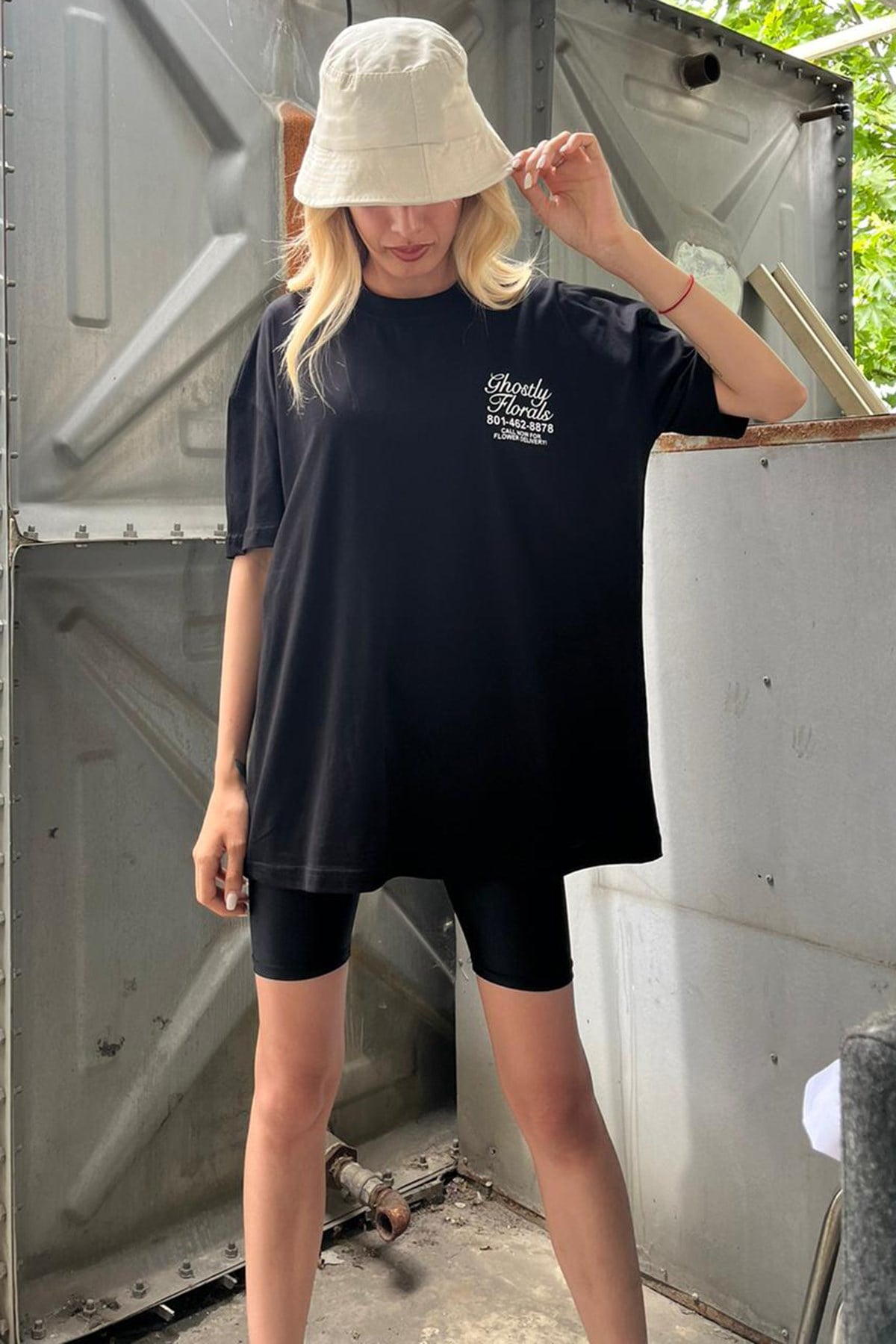 Siyah Baskılı Oversize Tişört MG1513