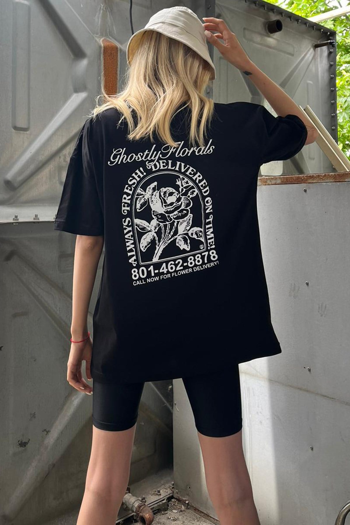 Siyah Baskılı Oversize Tişört MG1513
