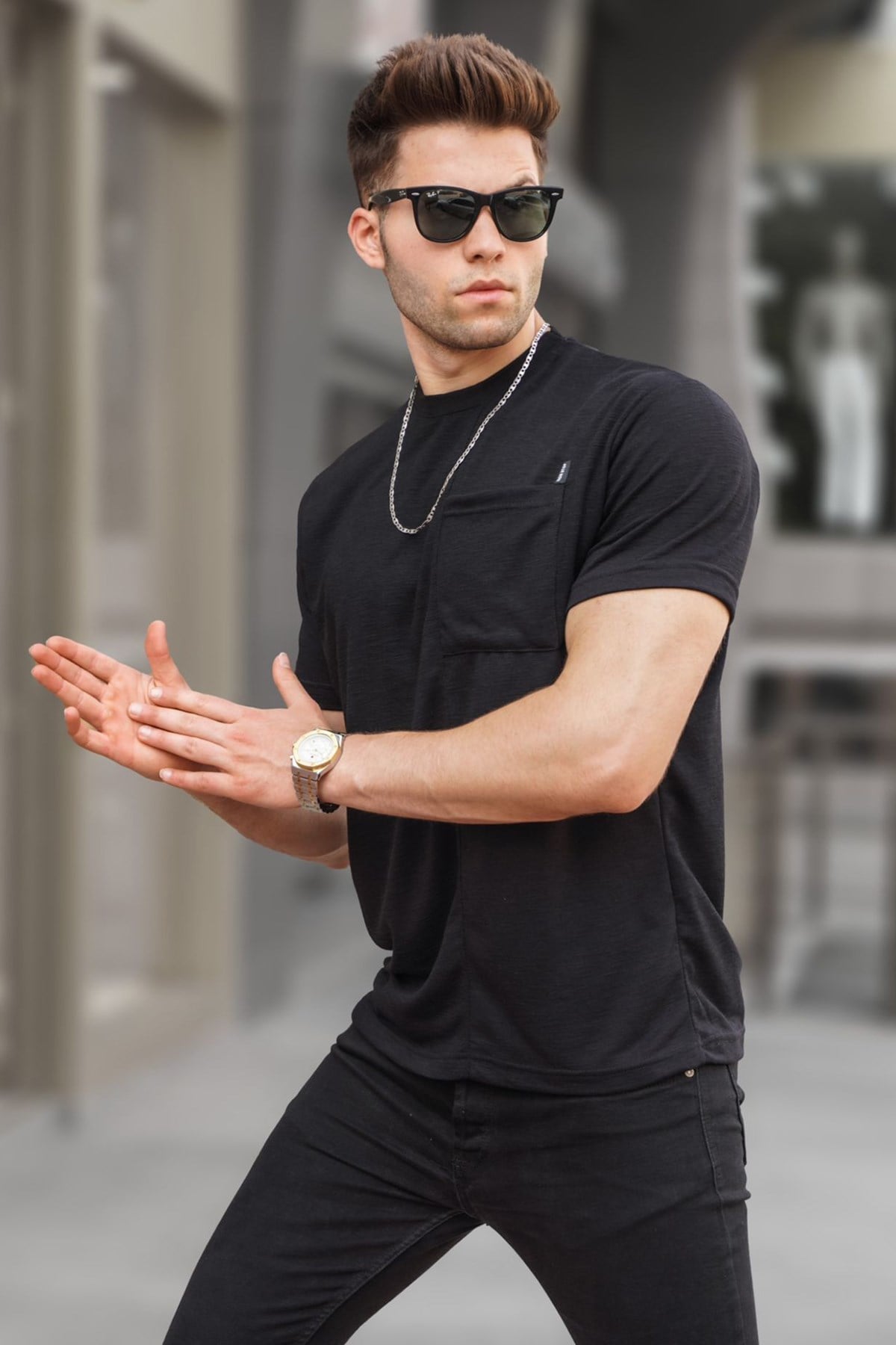 Siyah Cepli Basic Tişört 5880