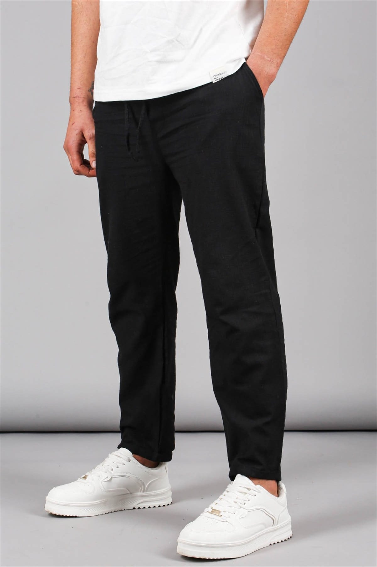 Siyah Müslin Kumaş Erkek Basic Pantolon 5491