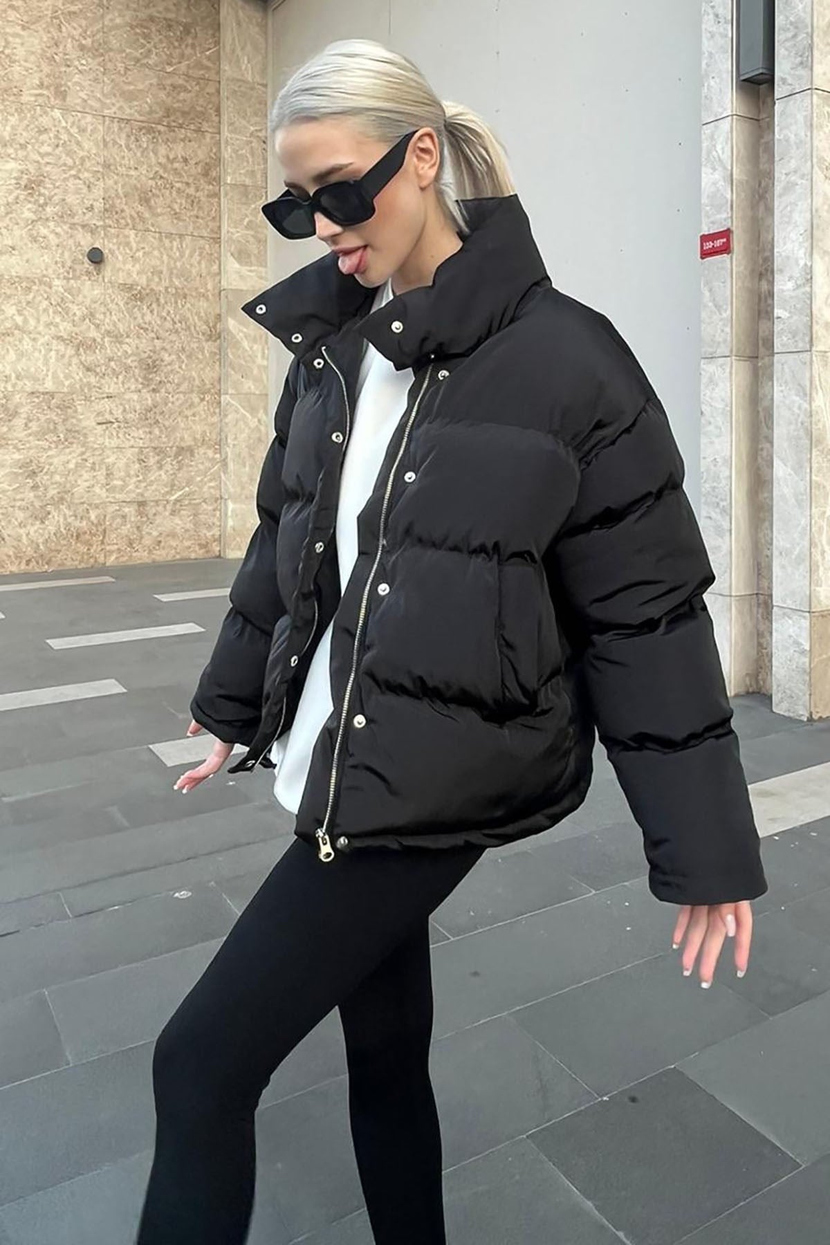 Siyah Oversize Basic Mont MG1549