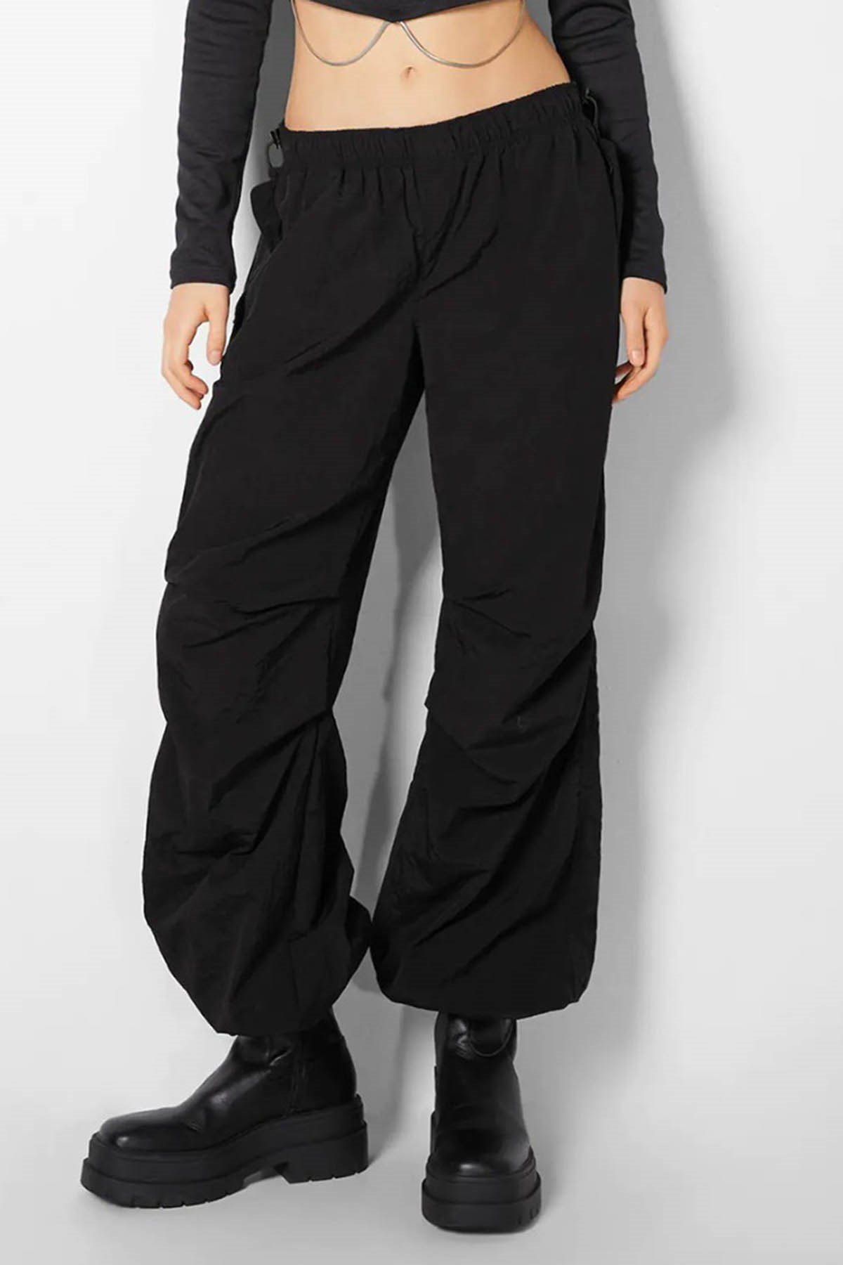 Siyah Paraşüt Jogger Kadın Pantolon MG1726