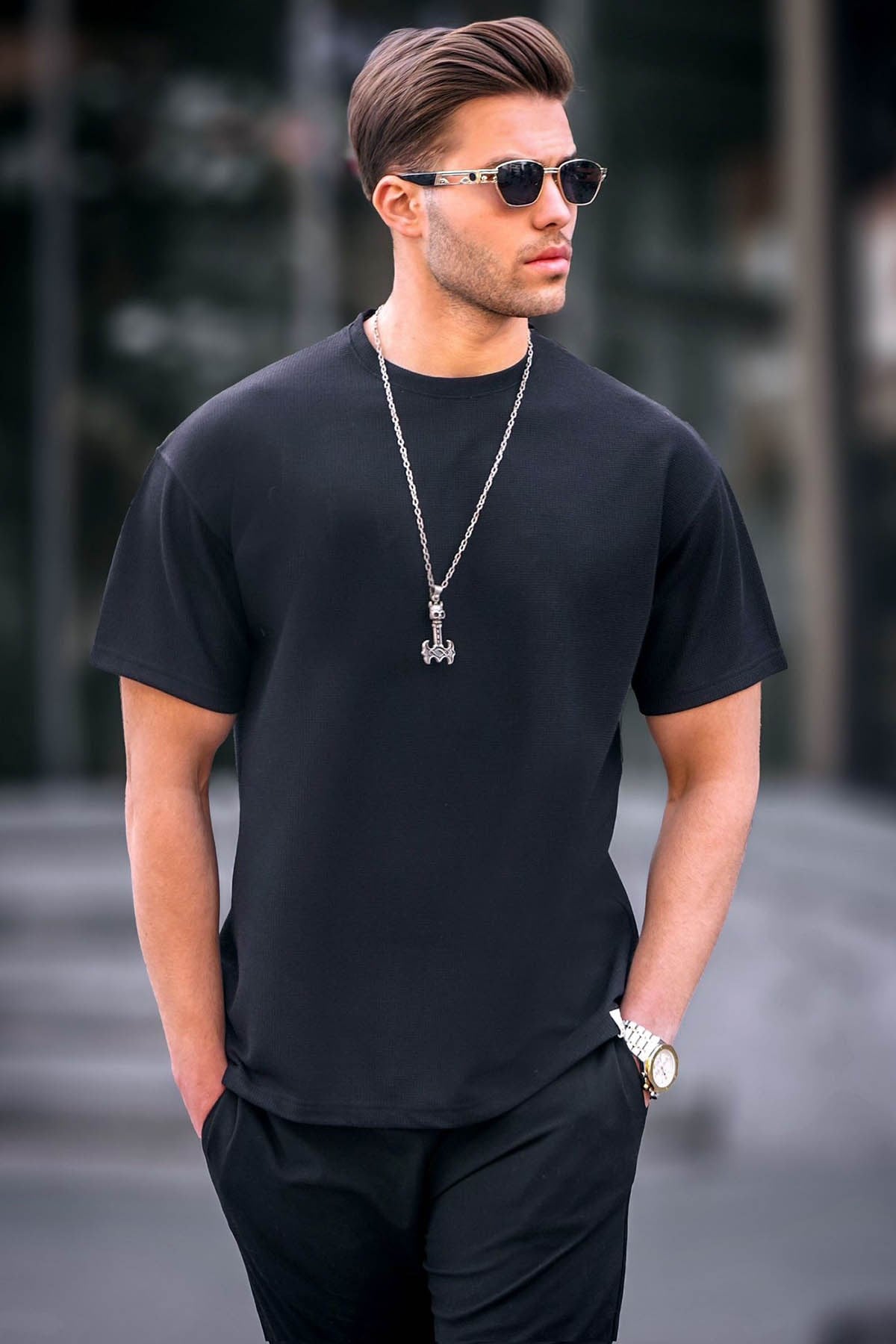 Siyah Regular Fit Basic Erkek Tişört 6099