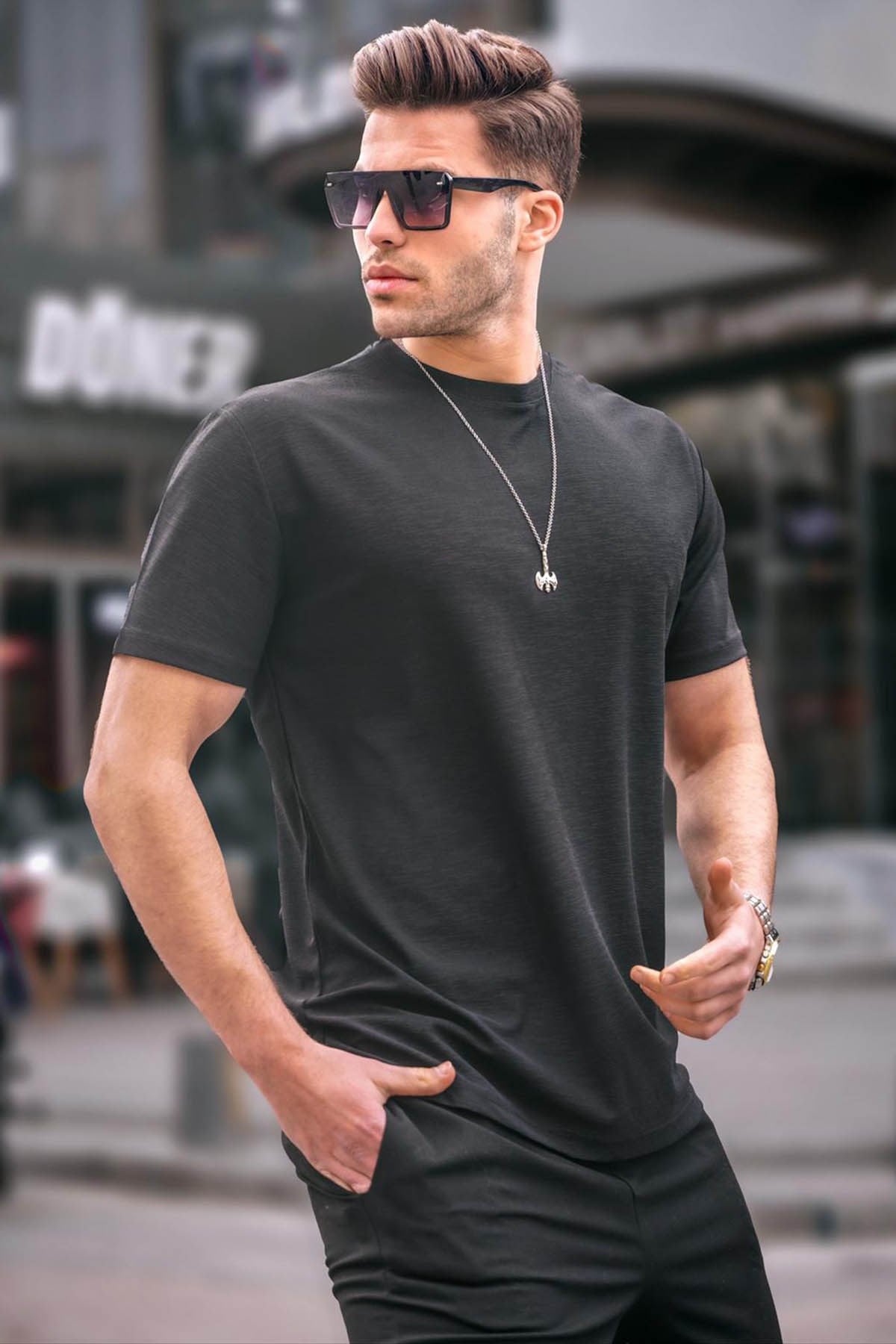 Siyah Regular Fit Basic Erkek Tişört 6069