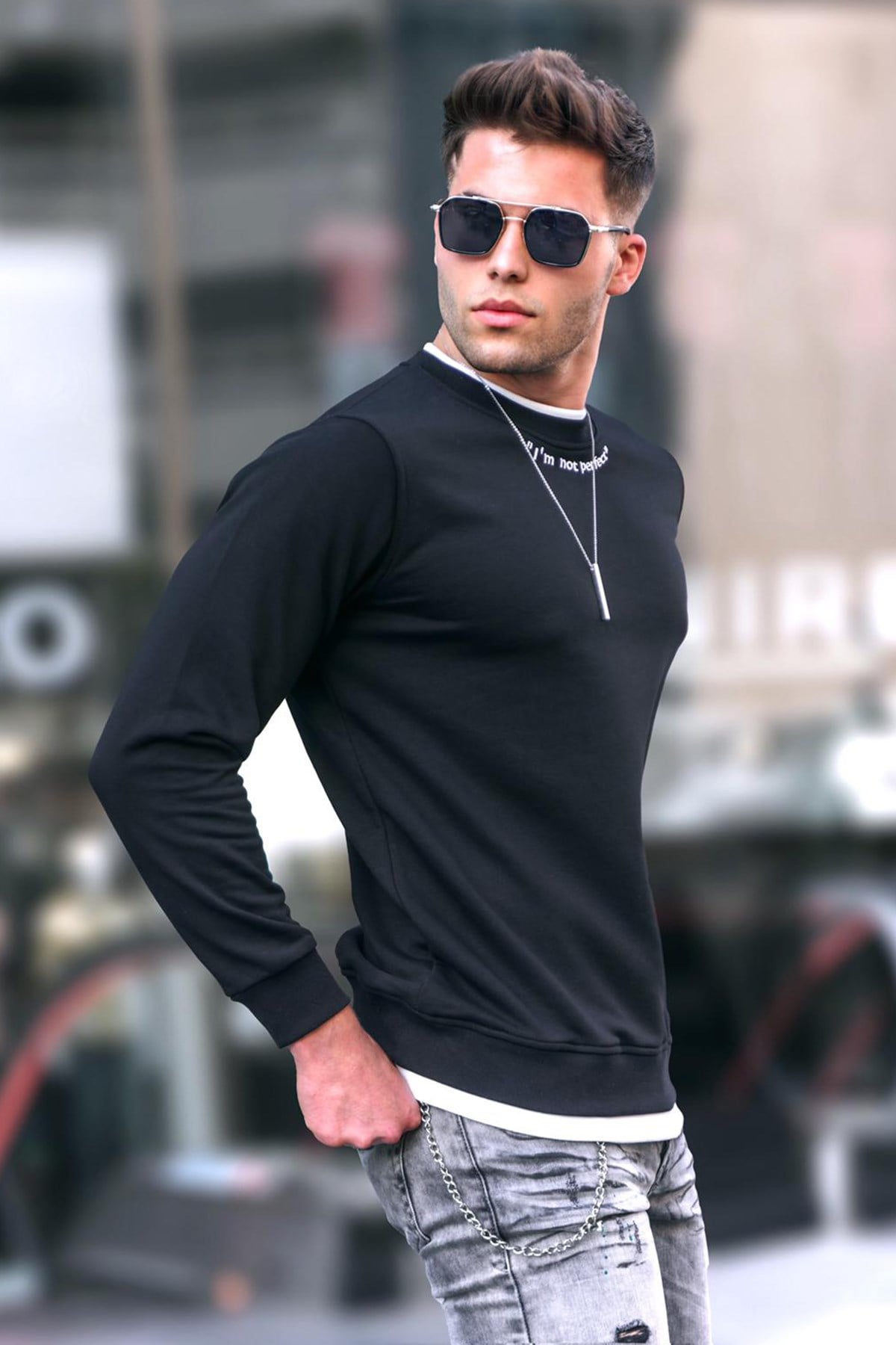 Siyah Regular Fit Basic Sweatshirt 5894