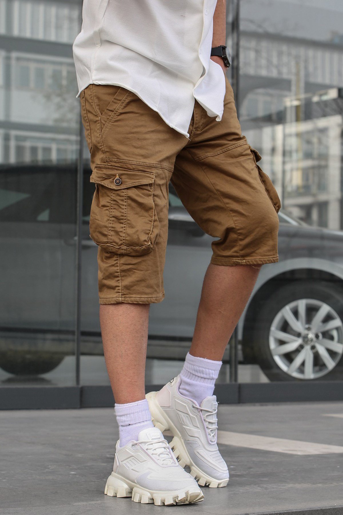 casual shorts mens tan cargo shorts
