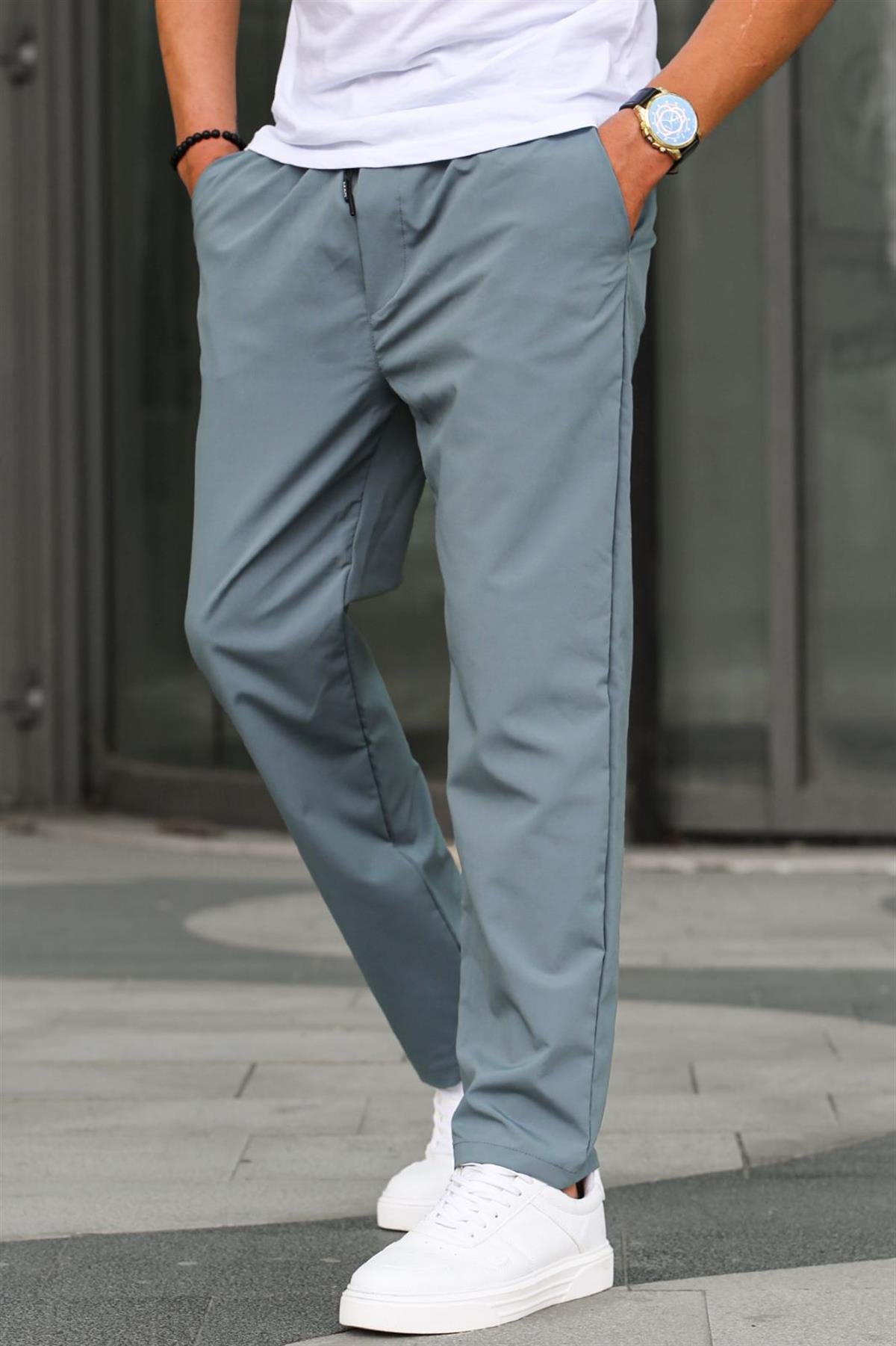 Waffle Kumaş Mint Yeşili Basic Erkek Pantolon 6513