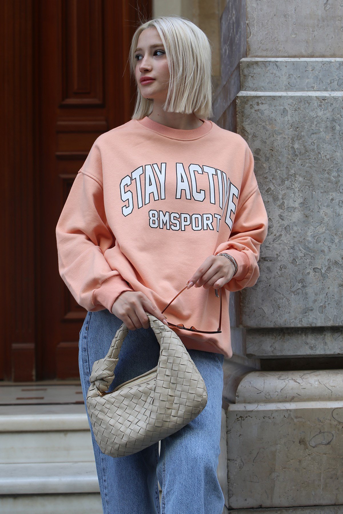 Yavru Ağzı Baskılı Oversize Kadın Sweatshirt MG1564