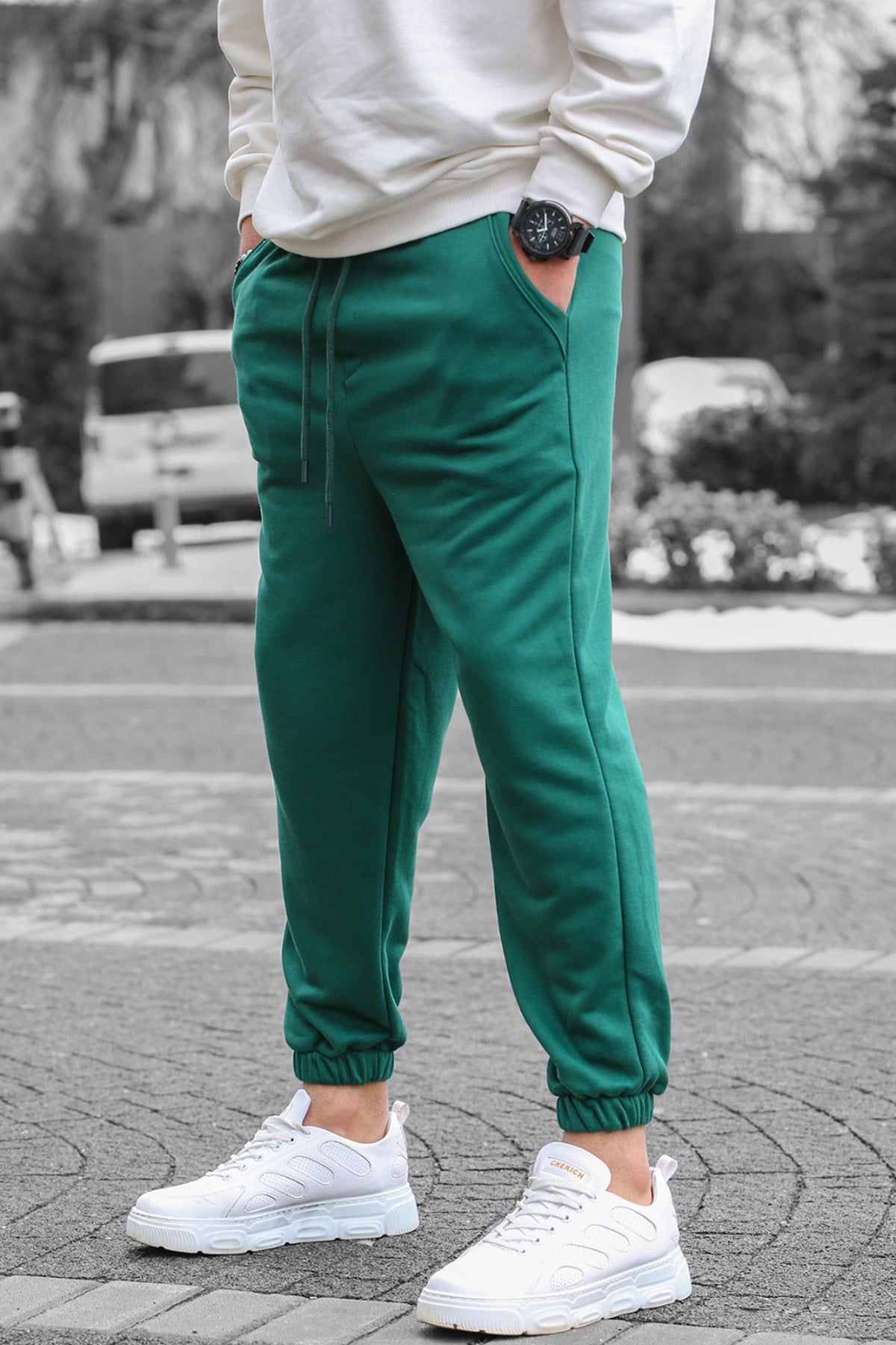 Yeşil Basic Regular Fit Erkek Eşofman Altı