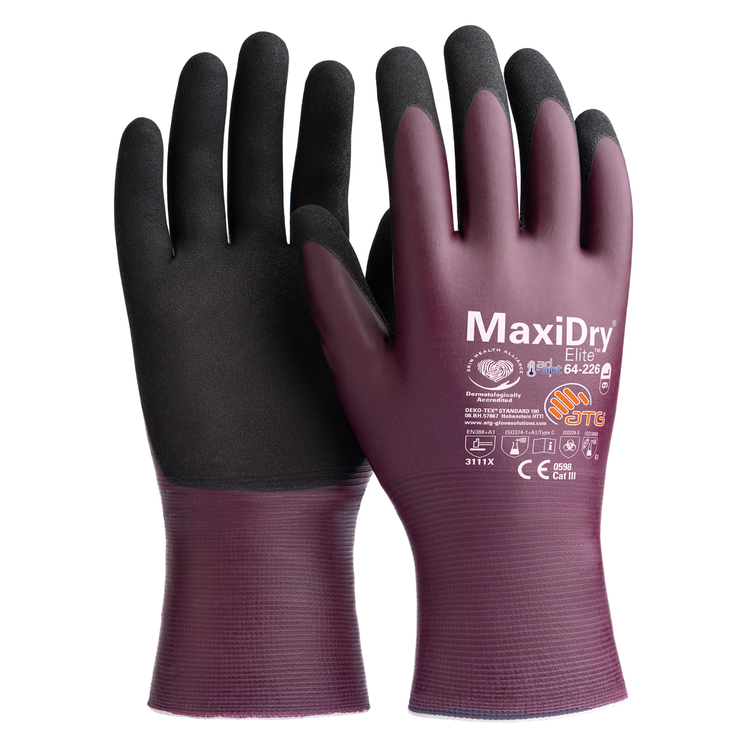 ATGATG MaxiDry® Elite 64-226 with AD-APT® Süper İnce Yağ ve Sıvı Geçirmez İş Eldiveni64-226/10