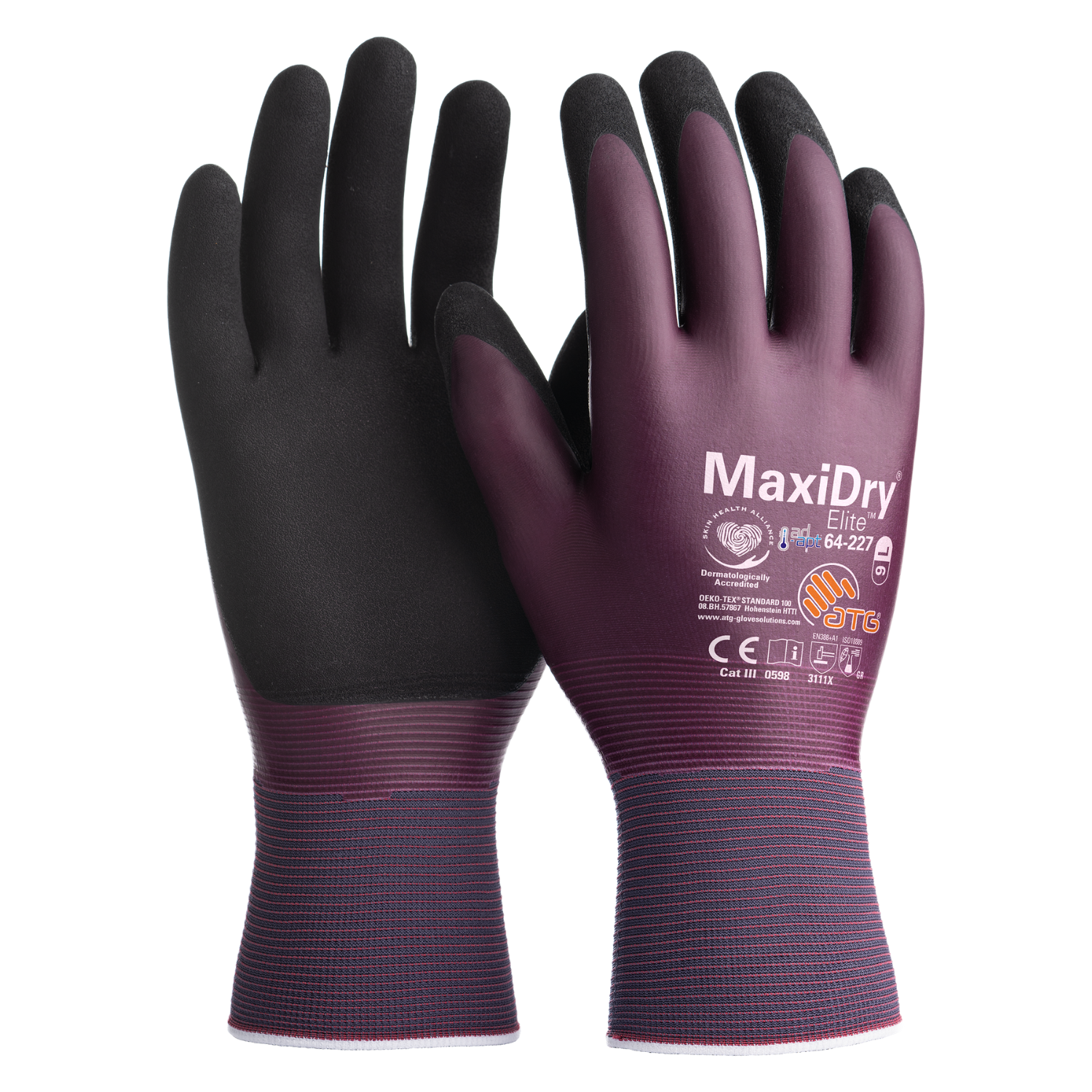 ATGATG MaxiDry® Elite 64-227 with AD-APT® Süper İnce Yağ ve Sıvı Geçirmez İş Eldiveni64-227/10
