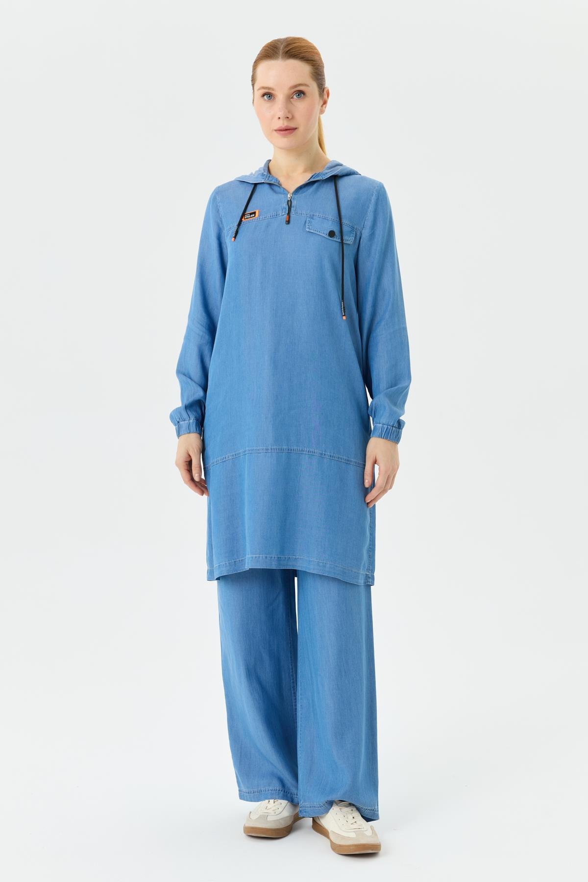 Doque İnce Kot Takım Tunik Pantolon Tencel Kumaş 56007