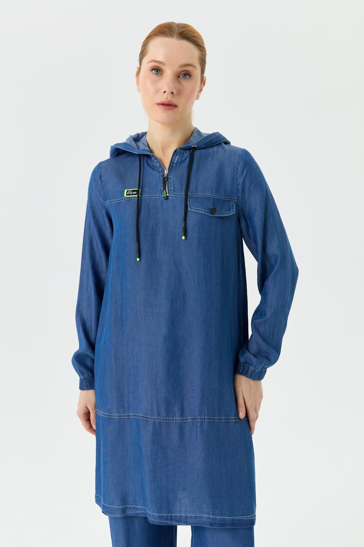 Doque İnce Kot Takım Tunik Pantolon Tencel Kumaş 56007