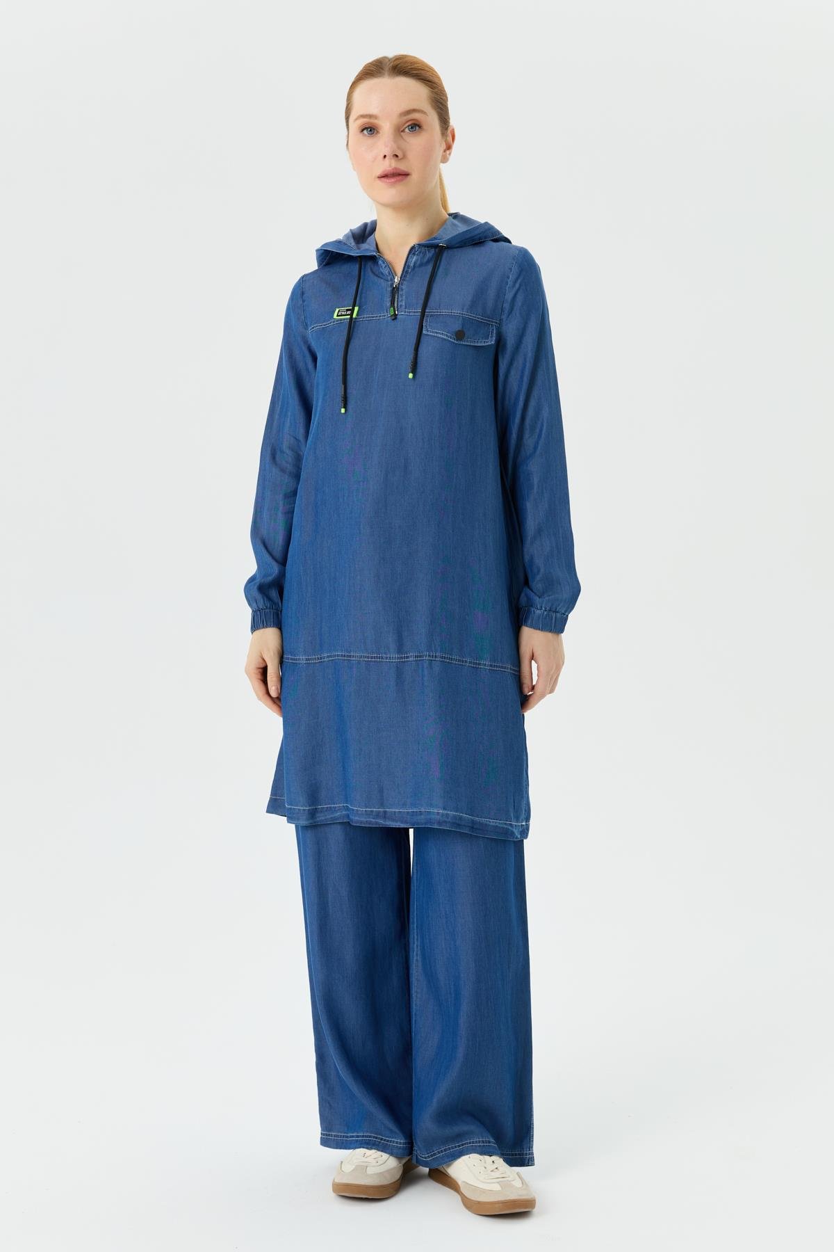 Doque İnce Kot Takım Tunik Pantolon Tencel Kumaş 56007