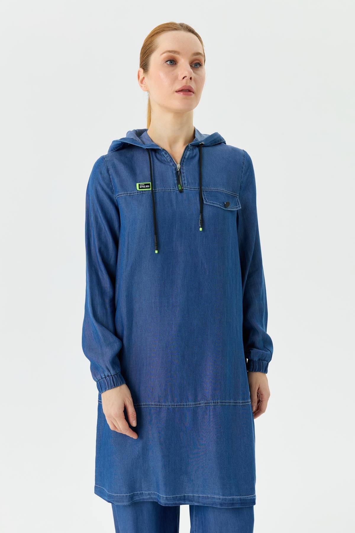 Doque İnce Kot Takım Tunik Pantolon Tencel Kumaş 56007