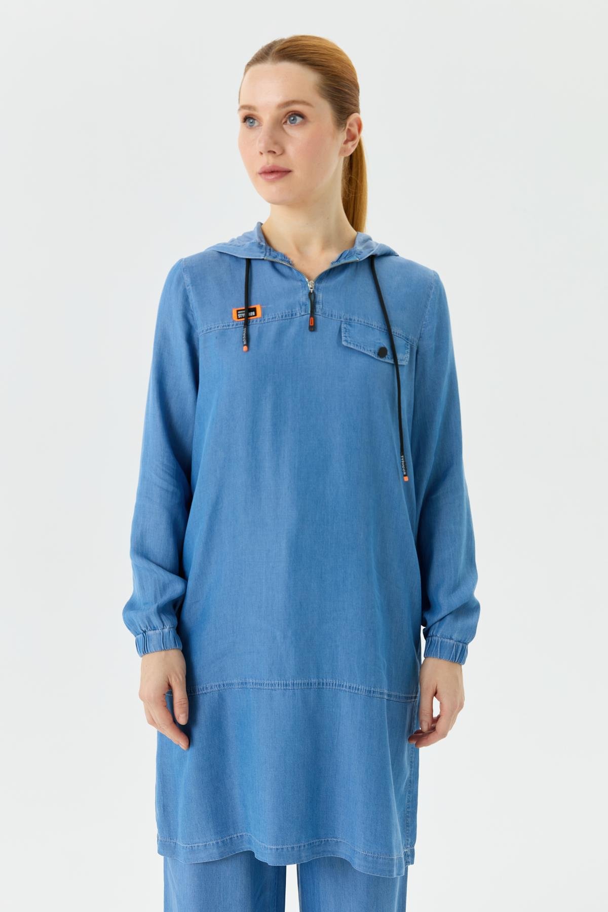 Doque İnce Kot Takım Tunik Pantolon Tencel Kumaş 56007